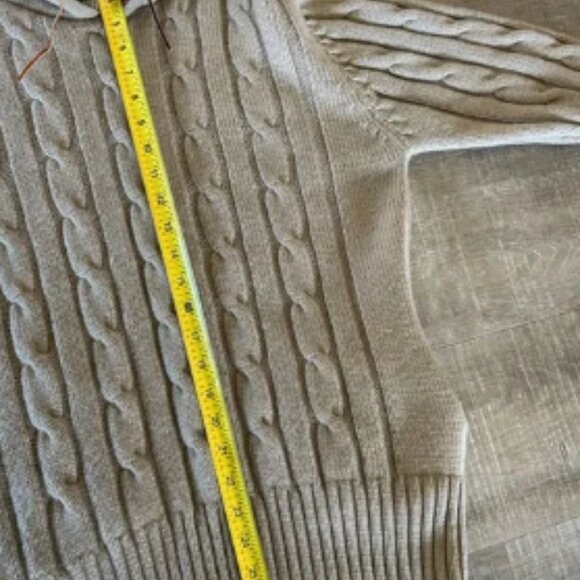 Gant Rugger Beige Wool Hoodie Jacket sz M RARE Cable Knit Sweater Varsity Preppy - Picture 5 of 11